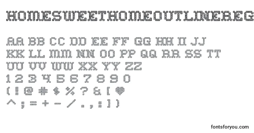 Шрифт HomesweethomeoutlineRegular – алфавит, цифры, специальные символы