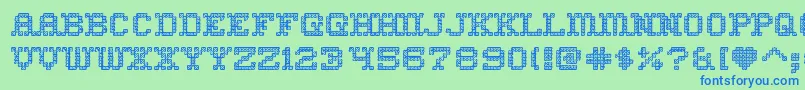 HomesweethomeoutlineRegular-Schriftart – Blaue Schriften auf grünem Hintergrund