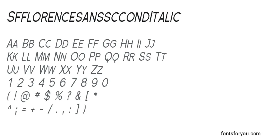 Шрифт SfflorencesanssccondItalic – алфавит, цифры, специальные символы