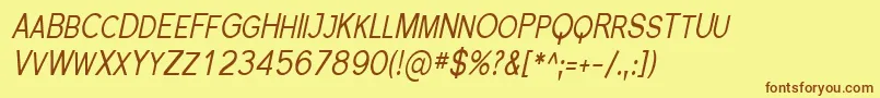 SfflorencesanssccondItalic-Schriftart – Braune Schriften auf gelbem Hintergrund