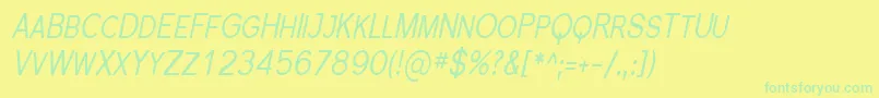 Police SfflorencesanssccondItalic – polices vertes sur fond jaune