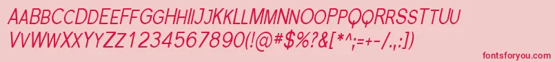 Fonte SfflorencesanssccondItalic – fontes vermelhas em um fundo rosa