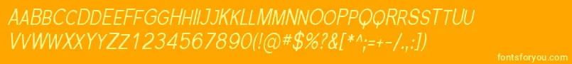 Weitere Informationen zur SfflorencesanssccondItalic-Schriftart SfflorencesanssccondItalic-Schriftart – Gelbe Schriften auf orangefarbenem Hintergrund