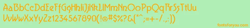 フォントAerolite – オレンジの文字が緑の背景にあります。