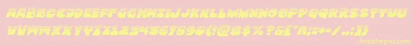 Zounderkitehalfital-Schriftart – Gelbe Schriften auf rosa Hintergrund
