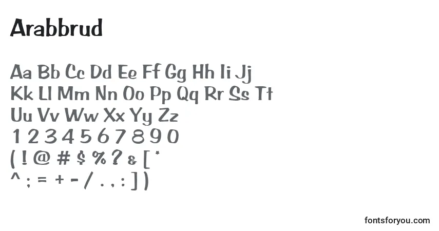 Шрифт Arabbrud – алфавит, цифры, специальные символы