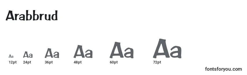 Размеры шрифта Arabbrud