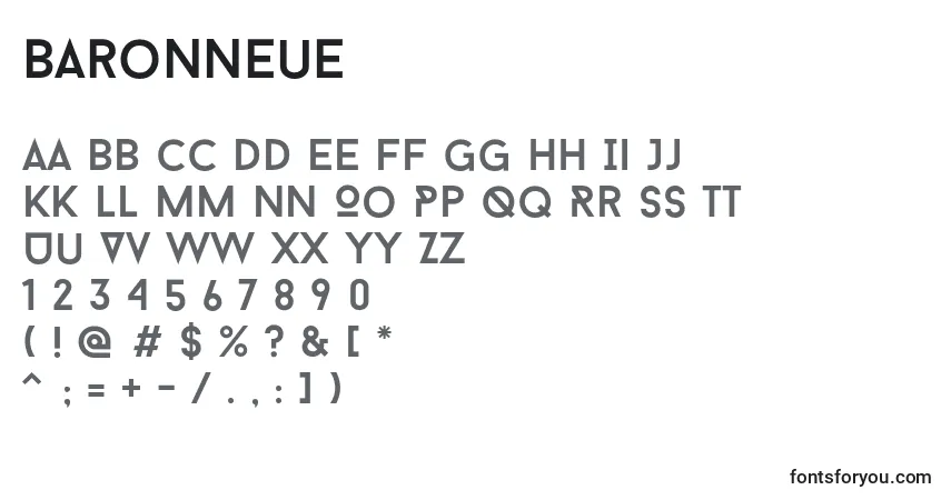 Шрифт BaronNeue – алфавит, цифры, специальные символы