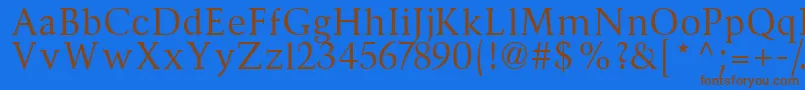 フォントDivona – 茶色の文字が青い背景にあります。