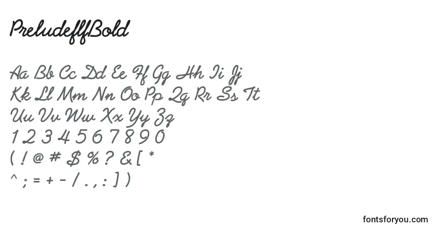 Schriftart PreludeflfBold – Alphabet, Zahlen, spezielle Symbole