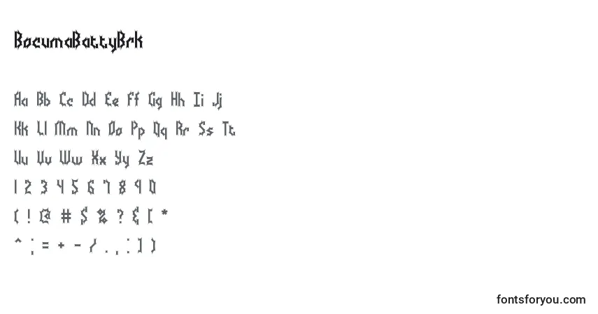 Шрифт BocumaBattyBrk – алфавит, цифры, специальные символы