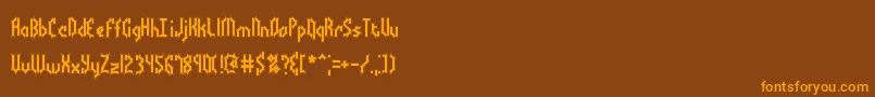フォントBocumaBattyBrk – オレンジ色の文字が茶色の背景にあります。