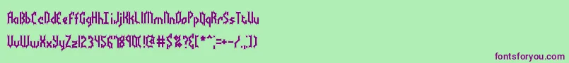 BocumaBattyBrk-fontti – violetit fontit vihreällä taustalla