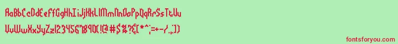 フォントBocumaBattyBrk – 赤い文字の緑の背景
