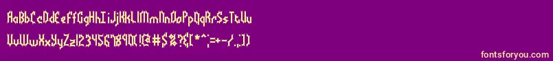 BocumaBattyBrk-fontti – keltaiset fontit violetilla taustalla