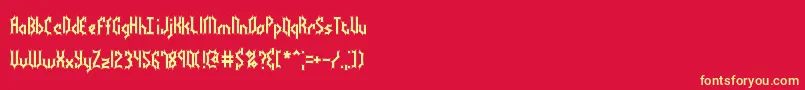 BocumaBattyBrk-fontti – keltaiset fontit punaisella taustalla