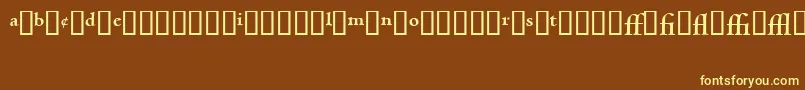 CentaurExpertMtBold-Schriftart – Gelbe Schriften auf braunem Hintergrund