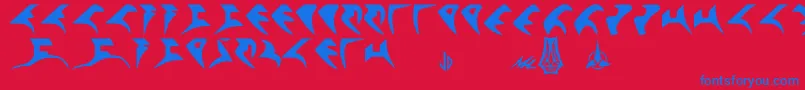Qonos Font – Blue Fonts on Red Background