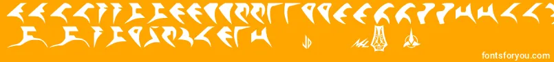 Qonos-Schriftart – Weiße Schriften auf orangefarbenem Hintergrund