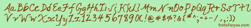 Lehn049 Font – Brown Fonts on Green Background