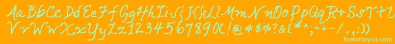 Lehn049 Font – Green Fonts on Orange Background