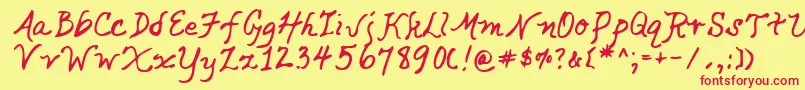 Lehn049-Schriftart – Rote Schriften auf gelbem Hintergrund