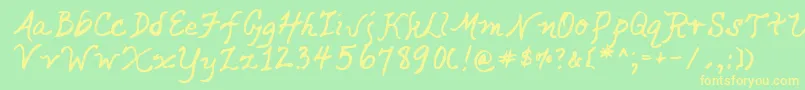 Lehn049 Font – Yellow Fonts on Green Background