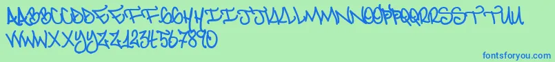 フォント2locoInCrime – 青い文字は緑の背景です。