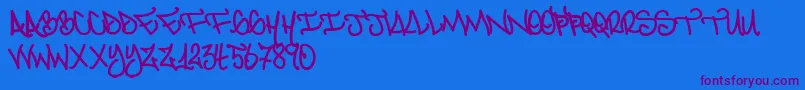 2locoInCrime-Schriftart – Violette Schriften auf blauem Hintergrund