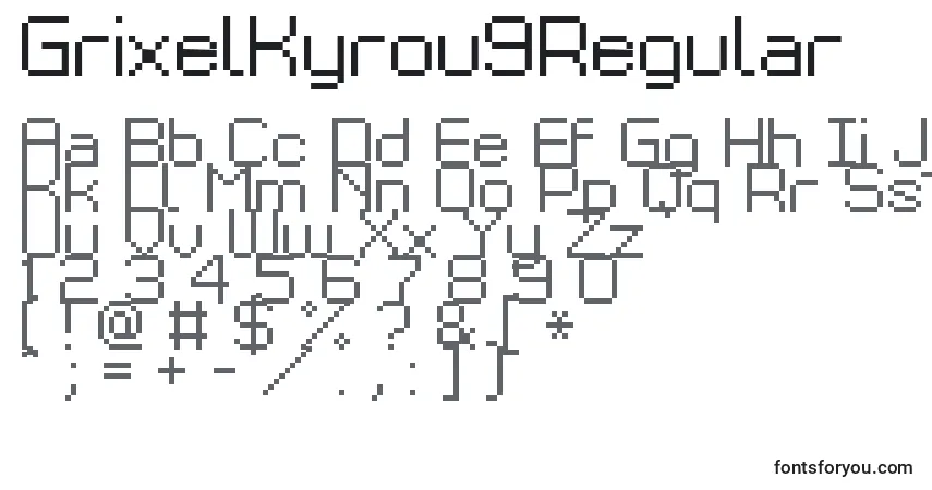 GrixelKyrou9Regularフォント–アルファベット、数字、特殊文字