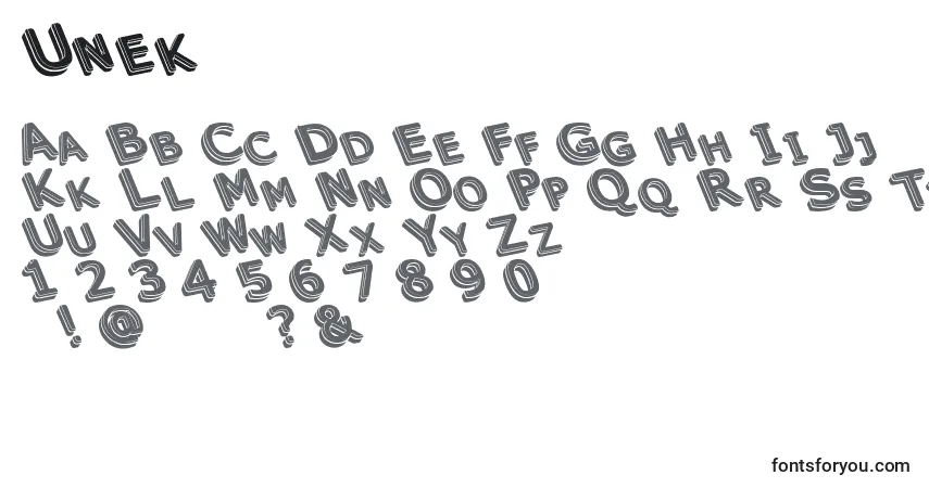 Unek Font – alphabet, numbers, special characters