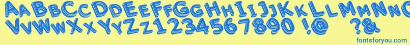 Unek-Schriftart – Blaue Schriften auf gelbem Hintergrund