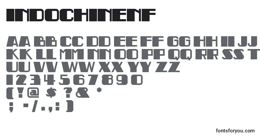 A fonte Indochinenf – alfabeto, números, caracteres especiais
