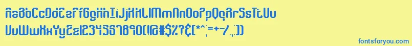 フォントGathrgap – 青い文字が黄色の背景にあります。