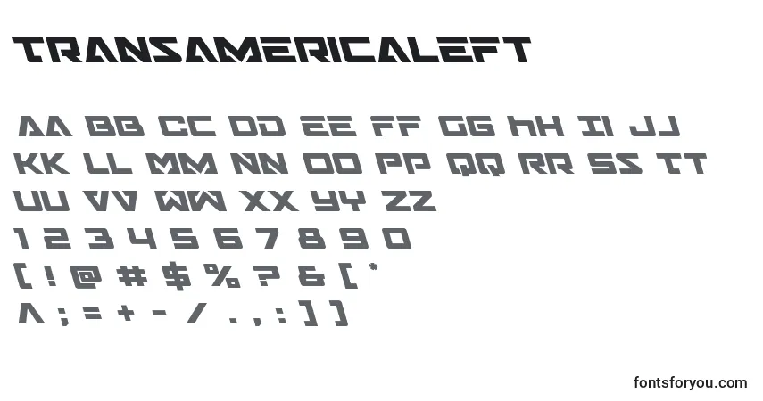Transamericaleft Font – alphabet, numbers, special characters