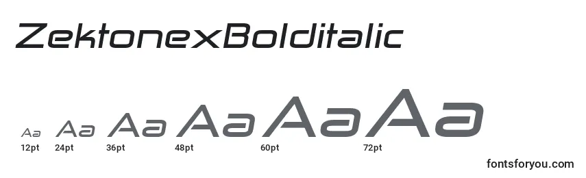 Размеры шрифта ZektonexBolditalic
