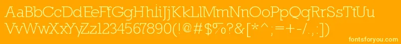 Nilland-Schriftart – Gelbe Schriften auf orangefarbenem Hintergrund