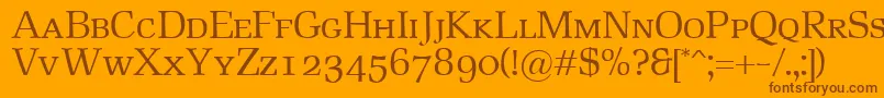 Weitere Informationen zur RustikaSc-Schriftart RustikaSc-Schriftart – Braune Schriften auf orangefarbenem Hintergrund
