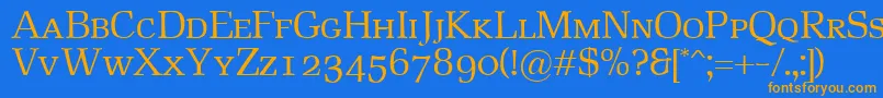 Saiba mais sobre a fonte RustikaSc Fonte RustikaSc – fontes laranjas em um fundo azul