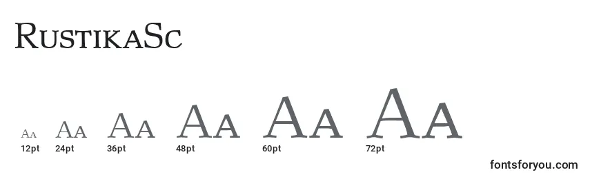 Размеры шрифта RustikaSc