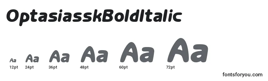 Размеры шрифта OptasiasskBoldItalic