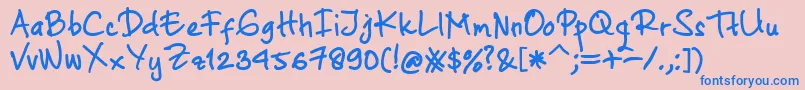 Fonte AtofontRegular – fontes azuis em um fundo rosa