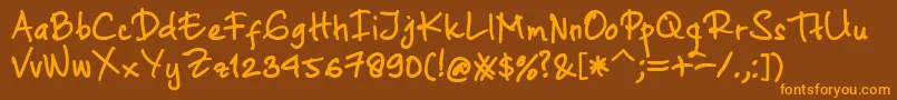 AtofontRegular-Schriftart – Orangefarbene Schriften auf braunem Hintergrund