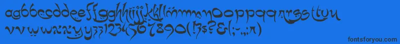 K22Timbuctu Font – Black Fonts on Blue Background