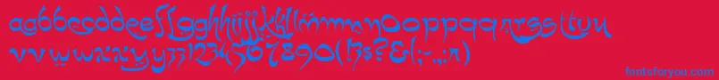 fuente K22Timbuctu – Fuentes Azules Sobre Fondo Rojo