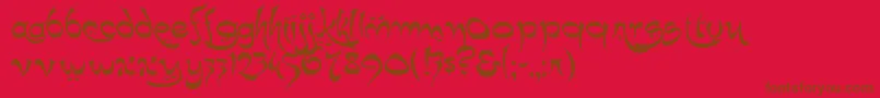 K22Timbuctu Font – Brown Fonts on Red Background
