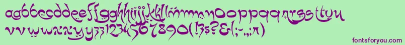 K22Timbuctu Font – Purple Fonts on Green Background