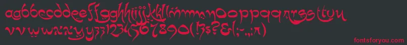 K22Timbuctu Font – Red Fonts on Black Background