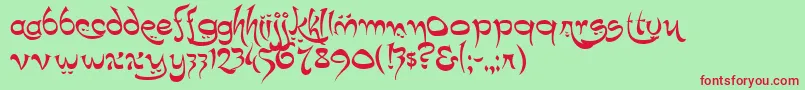 K22Timbuctu Font – Red Fonts on Green Background