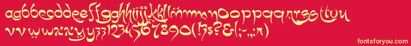 フォントK22Timbuctu – 黄色の文字、赤い背景